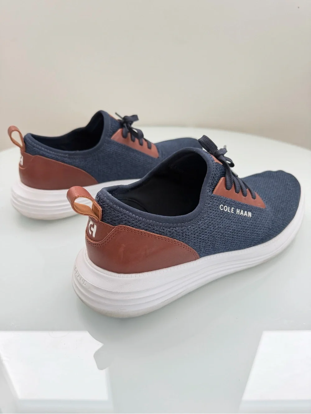Cole Haan Men's Navy Mesh Sneakers with Brown Trim